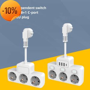 Nya andra hushållsapparater EU Plug Power Strip 2 AD med 3 USB 1 Type-C Port Electrical Socket Universal Outlet Home Office Adapter Surge Protector