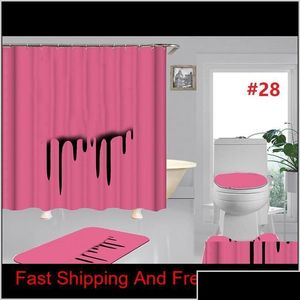 Cortinas de chuveiro Maré Letras Assento de vaso sanitário Ers Bath Shower Curtains Set Non Slip Mats Moda Acessórios de banheiro Decoração de casa Drop Deliv Dh3Yq