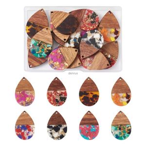 Pendant Necklaces 1 set Resin Wood Pendants Walnut Wooden Charms Rectangle Leaf Star for Jewelry Making DIY Dangling Earrings Bracelet Necklace