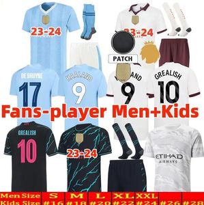 23 24 HAALAND maglia da calcio DE BRUYNE GREALISH MANS CITTÀ STERLING MAHREZ FODEN fan versione giocatore 2023 2024 magliette da calcio kit per bambini set Attrezzatura