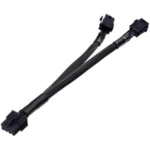 Cavo adattatore di alimentazione scheda grafica GPU doppio da 6 pin femmina a 8 pin maschio 18 AWG con maniche intrecciate nero 20 cm