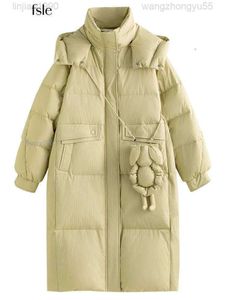 Damski parkas zielona z kapturem kurtka dla kobiet projektantka 2023 Zima nowe 90 polar Super, dobrze wyglądający ciepły, gruby płaszcz 12HF