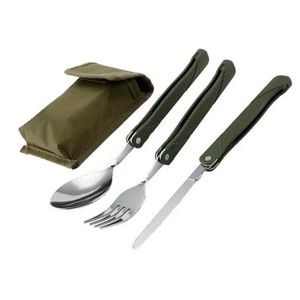 Camp Kitchen Long Cookware ryggsäck Sporkgaffel Rostfritt stål Fold Knife Utensil Spoon Set Combo Picnic Camp Cutlery Table Proware Flatware YQ240123