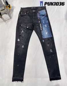 Designer-Jeans für Herren, modisch, violett, zerrissen, Radfahrer-Damen, Spleißen, gerissen, gerades Bein, schwarze Hose, 39