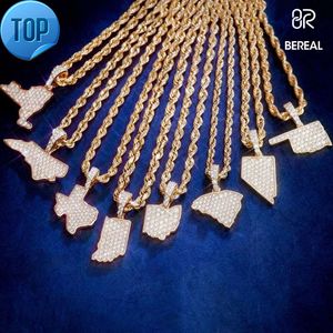 Wholesale 14k 18k Solid Gold Map Pendant Necklace Charms Set Factory Outlet Rope Pure Gold Moissanite Cuban Link Chain With GRC