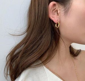 Dangle Earrings Titanium With 18k Gold Braid Women Jewelry Party T Show Gown Punk Gothic Top Runway Rare Korean Japan Trendy INS