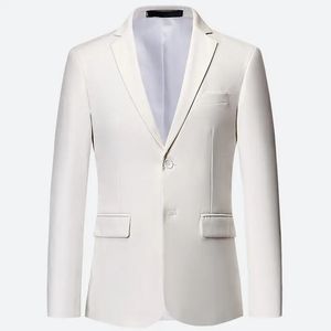 Plus Size 6XL 5XL Tinta unita Bianco Giacche formali Due bottoni Manica lunga Coreano Giacche da uomo Abbigliamento da ufficio Blazer da sposa 240118