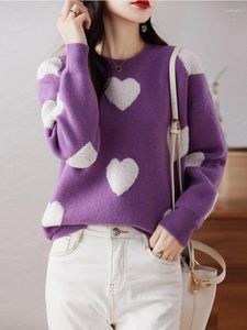 Suéteres femininos inverno roupas coreanas camisola o-pescoço pullovers roupas roxas malhas de manga comprida topo moda jumpers