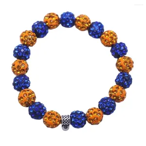 Strand Stretch Justera Blue Yellow Disco Ball Beads Sorority Symbol Sigma Armband Bangles smycken