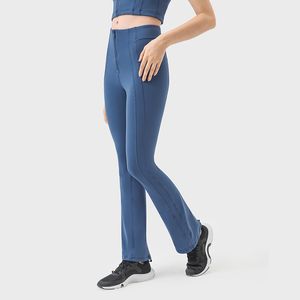 L-094 Pantaloni micro svasati Collant a vita alta Cerniera che stringe la vita Leggings da yoga Pantaloni sportivi slim fit Pantaloni da donna con sensazione nuda