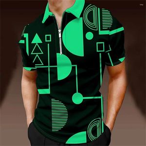 Men's Polos Summer Fashion Zipper Hd Digital Printing Streets Hip-hop Clothing Polyester Comfortable Short Sleeve POLO Tops