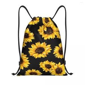 Сумки для покупок на заказ с завязками подсолнуха для женщин и мужчин, легкий спортивный рюкзак с солнечными цветами и цветочным принтом для спортзала