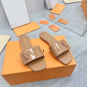 Luxur Sandal Famous Designer Woman Fashion Metallic Sliders Mule Loafer Slide Flat Heel Lambskin Shoe 2024 New Leather Sandale Slipper Summer Top Quality Lady Shoe Shoe