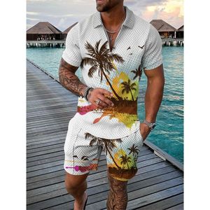 New Mens Designer Tracksuits Luxury Two Piece Set Autumn Brand Printed Outfits Cotton Blend Short Sleeve Polo T-shirt And Shorts Sports Suit Plus Size 5XL