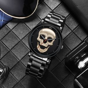 Women's Fashion Casual Skull Stainless High-grade Steel with Waterproof Quartz Watch