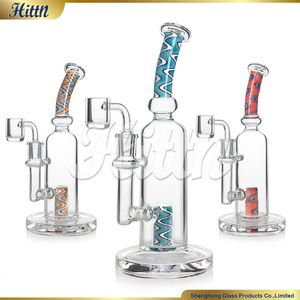 Hittn Glass Dab Rig Oil Rigs hohe Qualität 9,5 Zoll Amerikaner Farbglas Bong mit 14 mm Quarz -Bangerzubehör