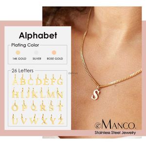 Pendant Necklaces eManco Stainless Steel Initial Necklace DIY Letter Pendant Necklace Name Customized Gift A-Z