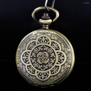 懐中時計の絶妙なパターン彫刻時計ブロンズファッションペンダントレトロスカルユニセックスオートマチックメカニカルメンズと女性の贈り物