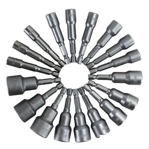 Handverktyg 6mm-19mm Impact Socket Magnetic Nut Skruvmejsel 1/4 Hex Nyckeluppsättning Drillitadapter för kraftborr Drivrutinsutfall levererar DHRCP