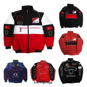 Mäns nya jacka Formel One F1 Women's Jacket Coat Clothing Racing Autumn Winter Cotton Car Full Embroidery College Style Retro Motorcykel x442