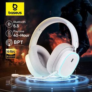 Fones de ouvido Baseus GH02 Fone de ouvido sem fio para jogos com microfone Over-Ear Headphones Bluetooth 5.3 40mm Driver 2.4G / Wireless / Cable RGB Headsets J240123