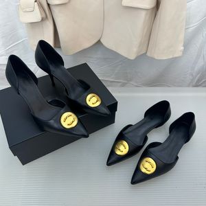 Designer Damen Heels Kleid Schuhe Karriere Pumps Klassische Buchstaben Schnalle Hohle Wohnungen Hochhackiges Leder Sexy Spitze Hochzeit Abendschuh mit Box 10A 35-42