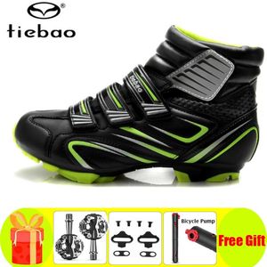 Calçados Sapatos de Ciclismo Tiebao Winter Cycling Shoes Mtb Adicionar SPD Pedal Set Homens Bicicleta Mountain Bike Sapatos Nonslip Selflocking