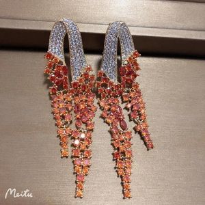Jewelry Bilincolor Golden Orange Long Tassel Earring for Women Wedding