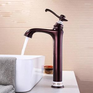 Bathroom Sink Faucets Traditional Style Brass Faucet High Bath Mixer Tap Top Quality Copper Deck Mount Single Hole Cold Basin