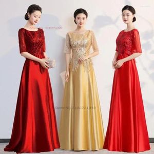 Stage Wear 2024 Chinese Vintage Hanfu Dress Elegant Flower Sequin Chorus Retro Performance Banket Evening Vestido