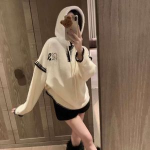 Designer Knit Sweater Women Hoodies Fashion Embroidery Pullover Hooded Sweaters Casual Loose Sweatshirt Threaded Graphic Knitwear