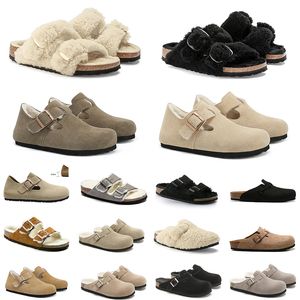 Designer OG Burkin tofflor Sandaler Män Kvinnor Cork Flat Suede Snake AAA+ Leather Slide Clog Flip Flops Buckle Strap Cotton Platform Slides Us 12