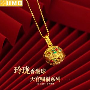 Hängen UMQ Pure 999 Gold Necklace Pendant For Women with Diamond Fine Jewelry Real Solid 24k Gold Suspension AU750 Chain Female Party