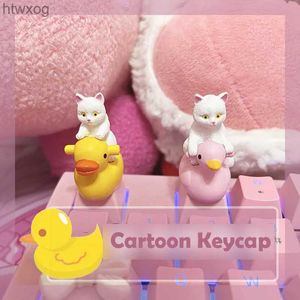 Tangentbord Cartoon Cat Duck Keycaps DIY Personlighet Handgjorda harts KeyCaps för Cherry MX Switch Mechanical Gaming Keyboard Söt gåva YQ240123