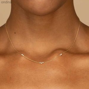 Pendant Necklaces Shine Triple Zircon Pendant Necklace 925 Sterling Silver Stacked Daily Match Ladies Versatile Clavicle necklace charms Gift YQ240124