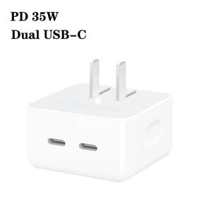 Adaptador de energia rápida duplo USB-C de 35 W Carga QC3.0 PD Carregador USB tipo C PD35W Carregamento de parede de telefone inteligente para Apple iPhone 15 13 14 12 Ipad Macbook Max Pro Samsung UE EUA