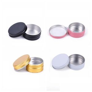 Packing Bottles Wholesale 15Ml Metal Aluminium Bottle Tins Lip Balm Containers Empty Jars Screw Top Tin Cans White Gold Black Drop D Dhlly