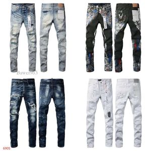 2024 Chaoliu -Stil lila Designer Jeans Herren Retro Patchwork Flared Hosen Wild gestapelt gerissene lange Hosen gerade Y2K Baggy gewaschen FA