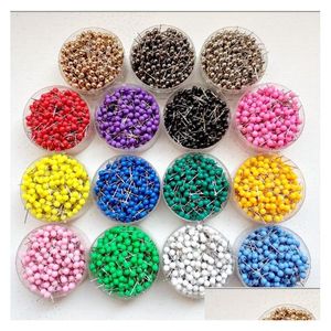 Suprimentos de arquivamento atacado 1/ 8 Polegada pequeno mapa push pins tachas cabeça de plástico com ponto de aço 100 pçs/set 14 cores para opção gota de dhljt