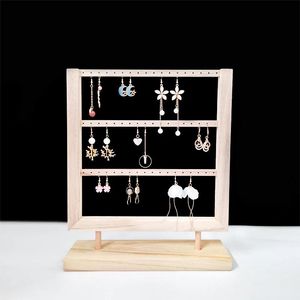 Wyświetl 2/3 warstwy kolczyki na drewniane stojak na drewniane stojak na biżuterię Kolczyki wyjmowane biżuterię