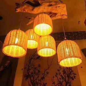 Direkt från tillverkaren, New Pastoral Zen Forest Rattan Art Hotel Tea House Living Room Wedding Props Lamp Bamboo Art CEI