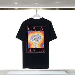 デザイナーラグジュアリーパープルクラシックスプリング/夏カサブランカレインボーマッシュルームレター半袖Tシャツ男性と女性向け