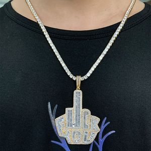 Chains Hip Hop Men Necklace With Gold Color Plated Big Large Hand Pendant 5A Cz Paved Long Rope Chain For Boy