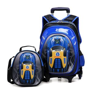 3Dスクールバッグオンホイールスクールトロリーバックパックホイール付きバックパックキッズスクールボーイチルドレン旅行バッグのためのバックパック2009308J