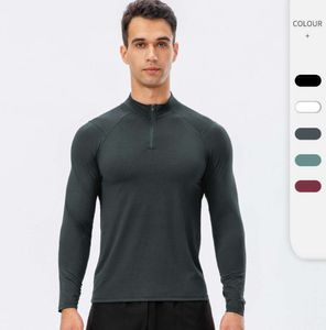 Outono e inverno masculino fitness manga comprida secagem rápida corrida terno de treinamento com meio zíper fino pulôver suéter esportivo roupas de golfe11516