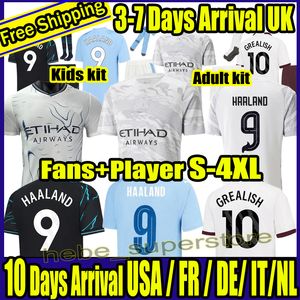 23 24 Cities Man Chesters Soccer Jersey Kid Kit Haaland de Bruyne 2023 2024ホームアウェイ3番目のゴールキーパープレーヤーバージョンサッカーシャツ中国新年特別ホワイト