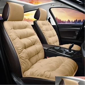 Car Seat Covers Ers 5 Colors P Winter Warm Cushion Soft Non-Slip Pad Thick Veet Er Motive Interior Accessory Drop Delivery Automobiles Dhxhq