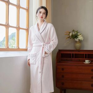 Mulheres sleepwear 2024 em outono inverno casual pijama simples lapela camisola com cinto feminino macio quente 3d jacquard velo roupão