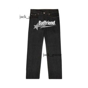 Lila Jeans Bad Friend Jeans Badfriend Jeans Baggy Herren Jeans Print Streetwear Hip Hop Hosen Y2K Jeans Kleidung Gerade Lose Goth Denim Hosen Pantalones 985