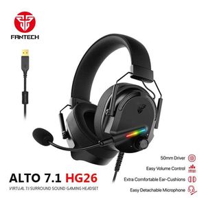 ヘッドセットFANTECH ALTO 7.1 HG26ゲームヘッドフォン7.1仮想チャンネルRGB USBヘッドセットとノイズキャンセルマイクワイヤードゲーマーイヤホンJ240123